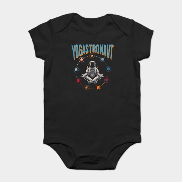 Yogastronaut meditating among the planets Baby Bodysuit by Luxinda